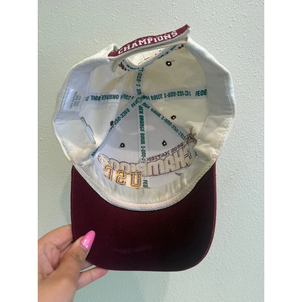USC Trojans 2005 National Champions Hat Stadium Collection Orange Bowl Cap Cream